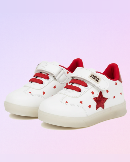 Zapatilla Infantil Blanca con Estrellas Rojas