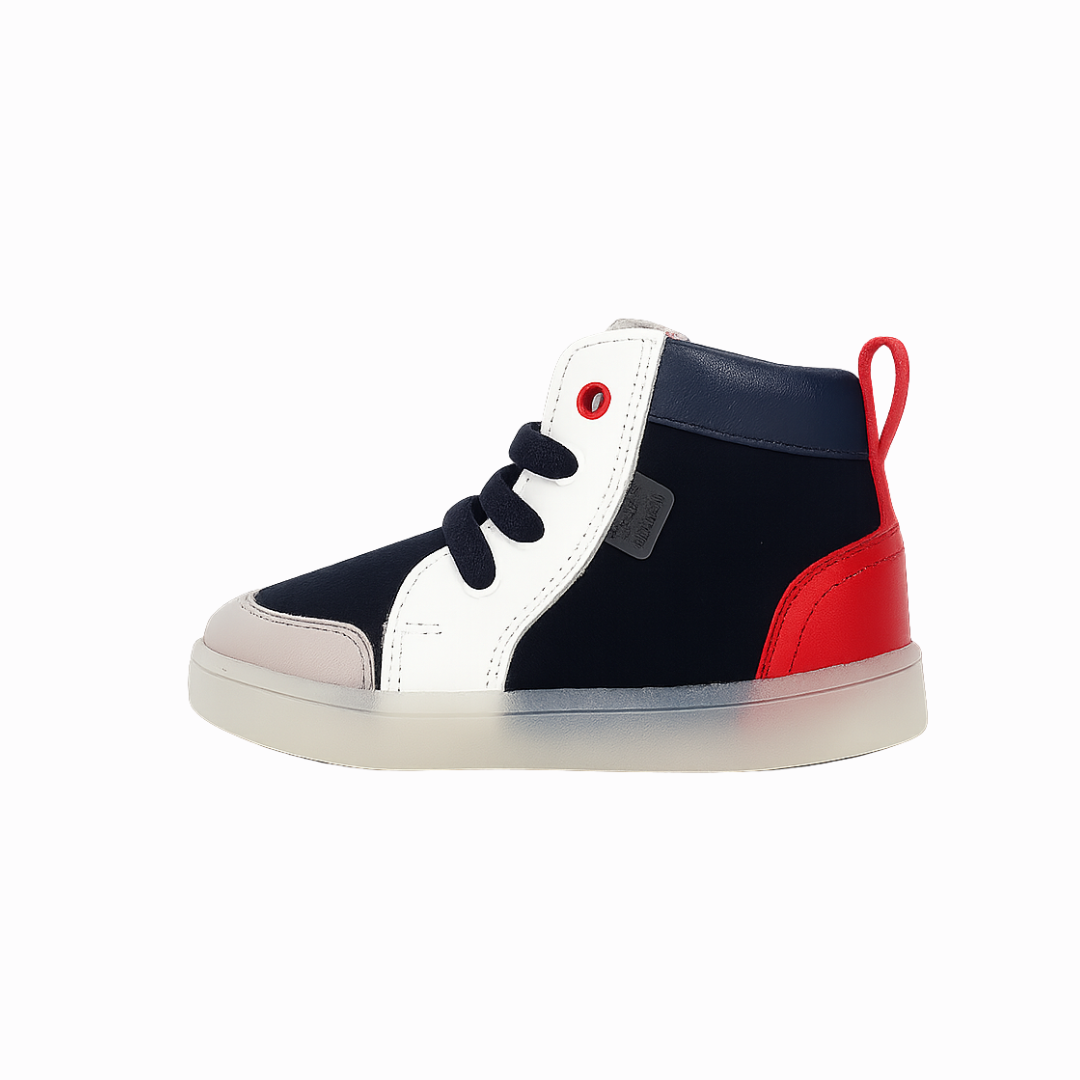 Zapatilla Blanca Infantil con Azul con Rojo