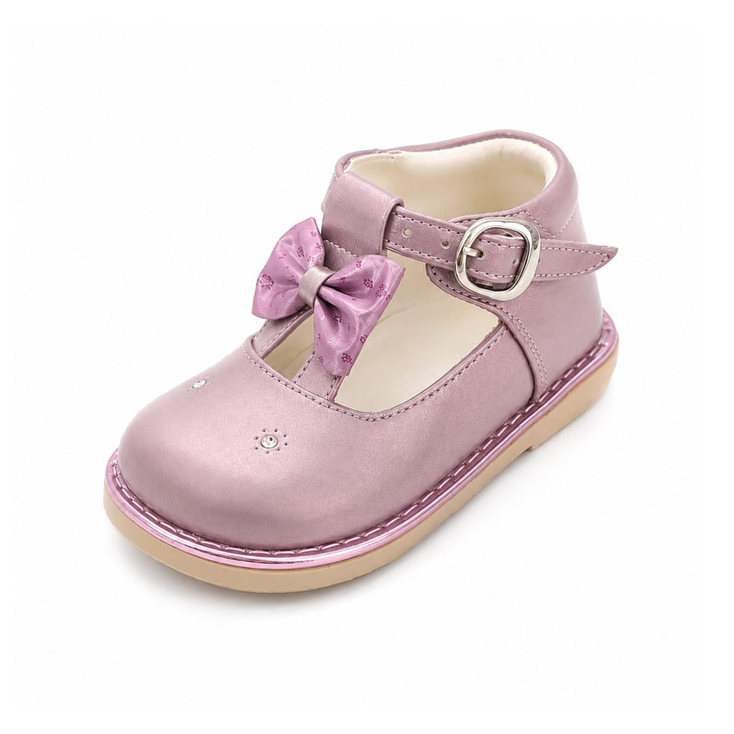 Pibe Pre Walker Metálicos con Lazo - Rosa