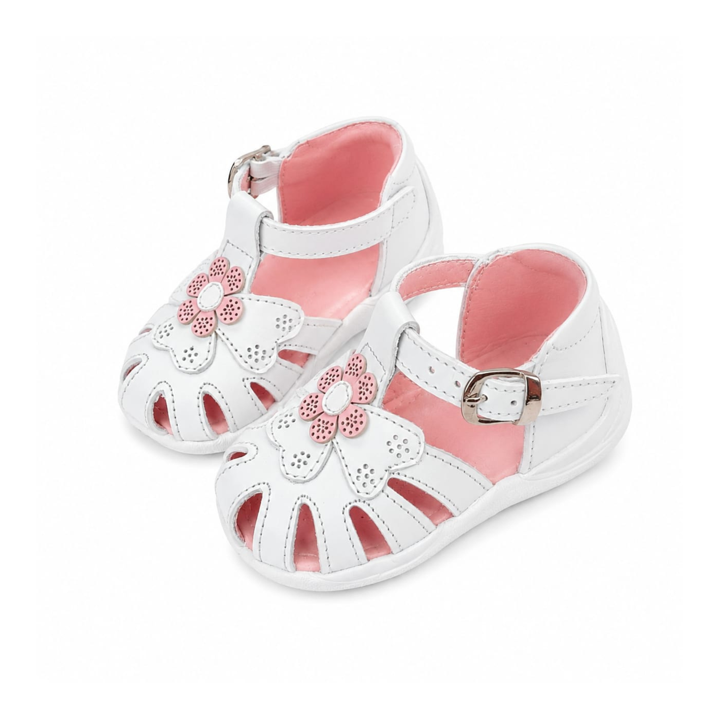 Sandalias Pre Walker Pibe - Blanco y Rosa