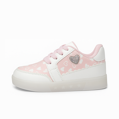 Zapatilla Rosada con Corazones con luces