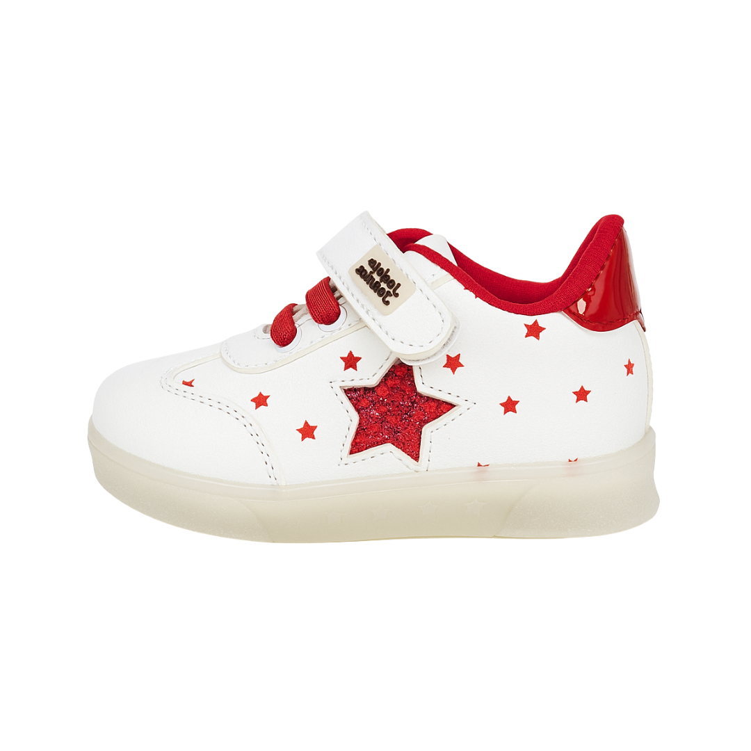 Zapatilla Infantil Blanca con Estrellas Rojas