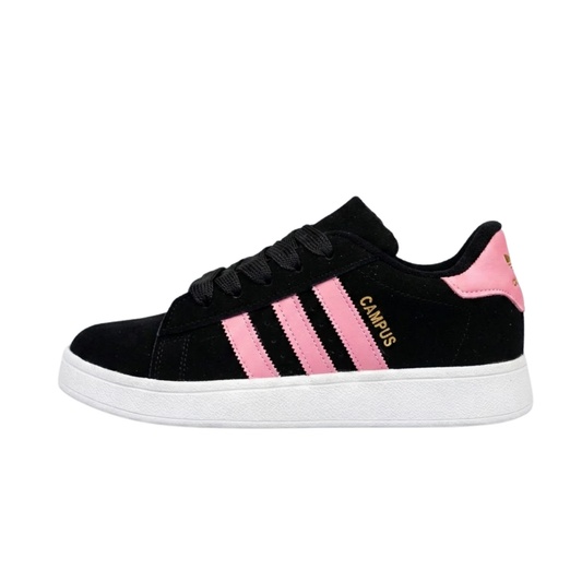 Zapatilla Urbana Negra con Detalles Rosados