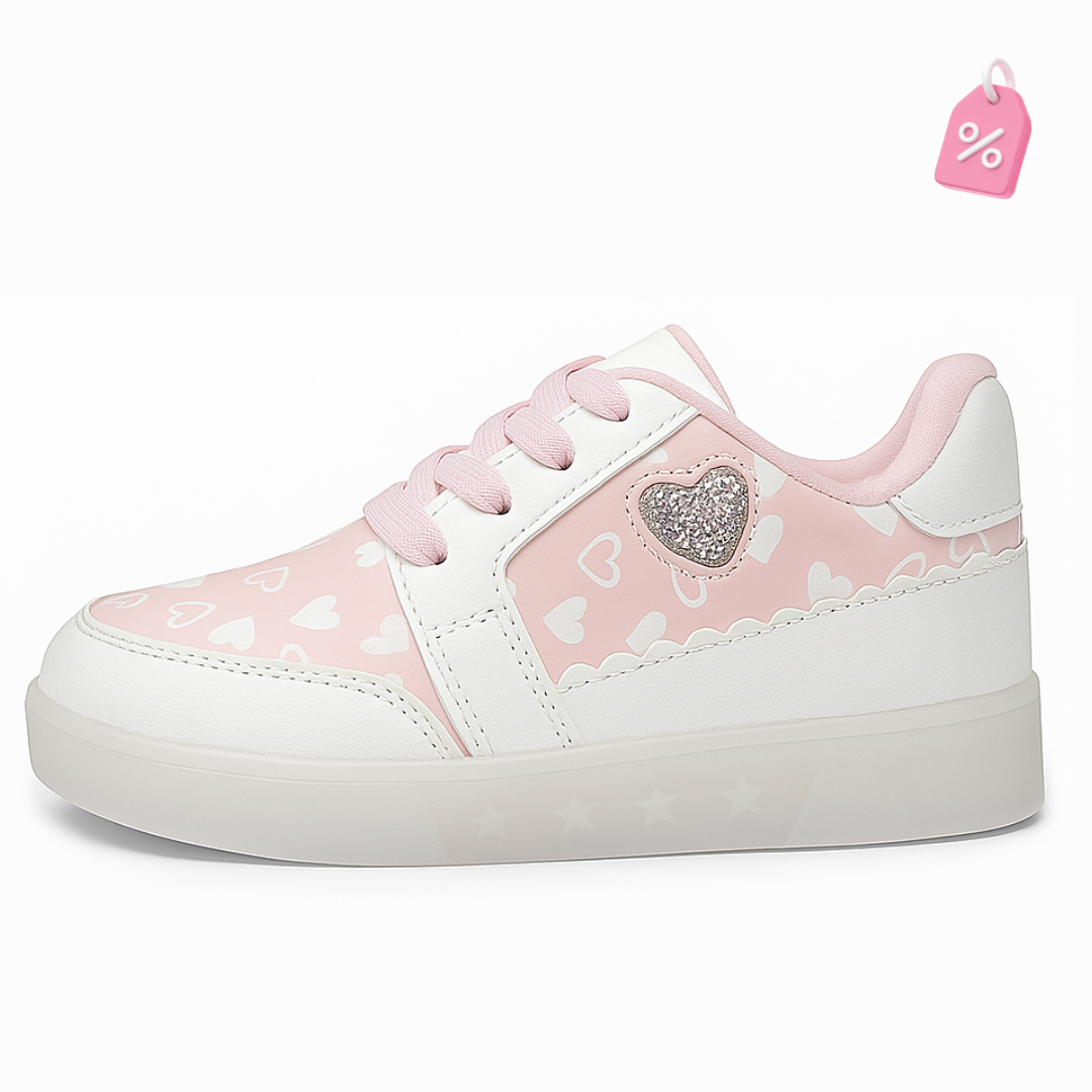 Zapatilla Rosada con Corazones con luces