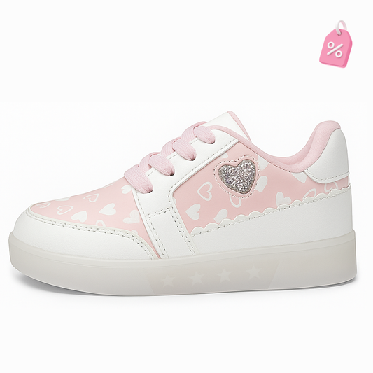 Zapatilla Rosada con Corazones con luces
