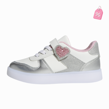 Zapatilla Infantil Blanca con Corazones escarcha