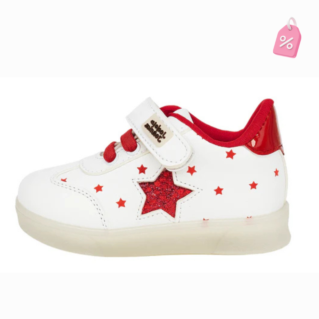 Zapatilla Infantil Blanca con Estrellas Rojas