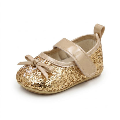 Zapatitos Primeros Pasos Niña – Españoles Dorado Escarcha