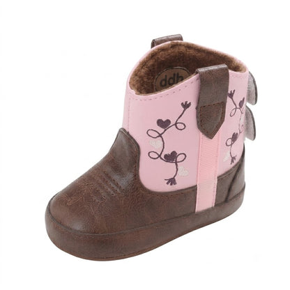 Botín Primeros Pasos Niña – Españoles Marrón con Rosa